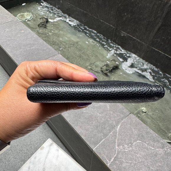 Chanel Black Caviar Leather Small Compact Snap Bifold Wallet in Black - Picture 9 of 11